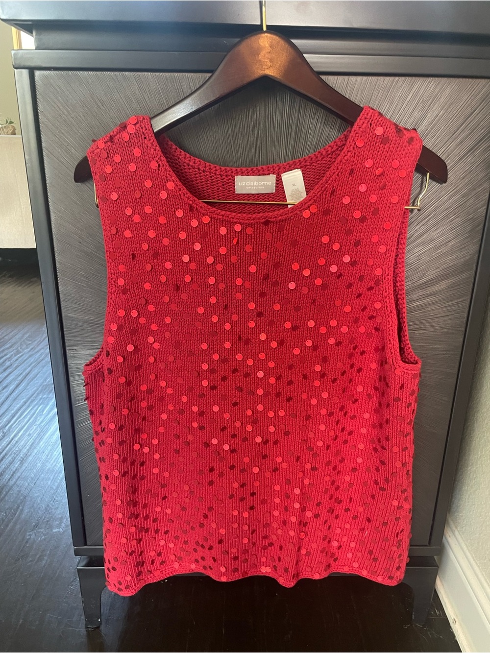 Liz Claiborne Red Sequin Knit Shell